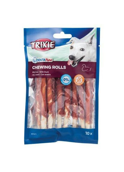 Ласощі Denta Fun Chewing Rolls для собак Паличка для чищення зубів з качкою 12 см 80 г 10 шт Trixie (331651760)