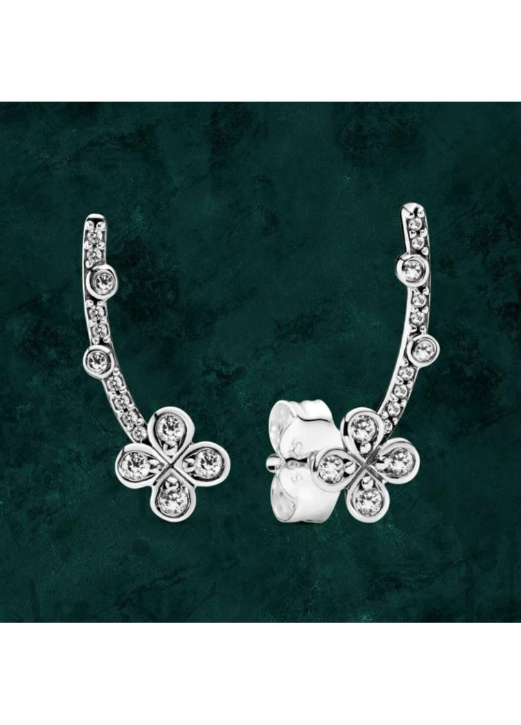 Срібні сережки "Чотирилиста квітка" Pandora (Пандора) 297936CZ No Brand (363028345)