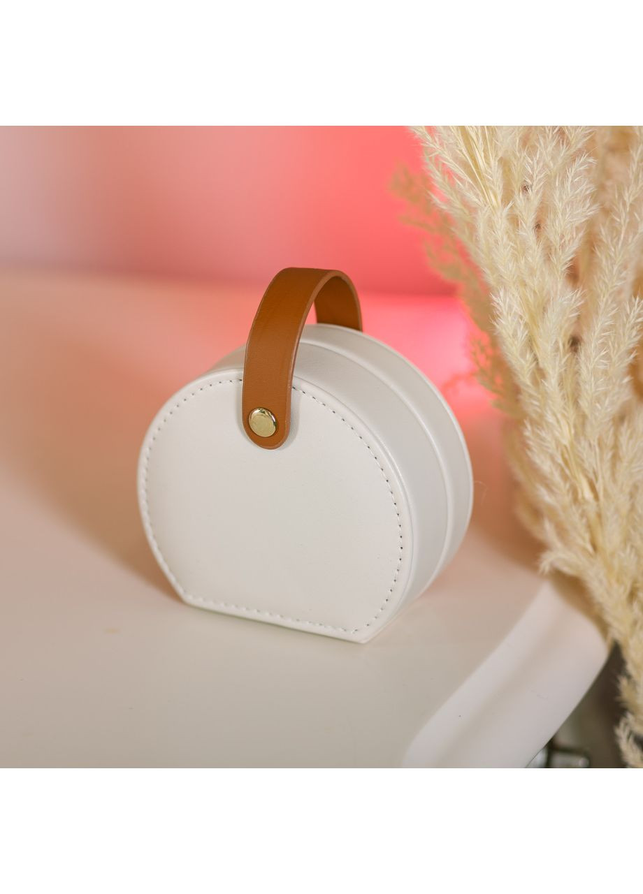 Скринька для прикрас з екошкіри бежевий органайзер для біжутерії з велюровим покриттям для зберігання ProDobro (364192030)