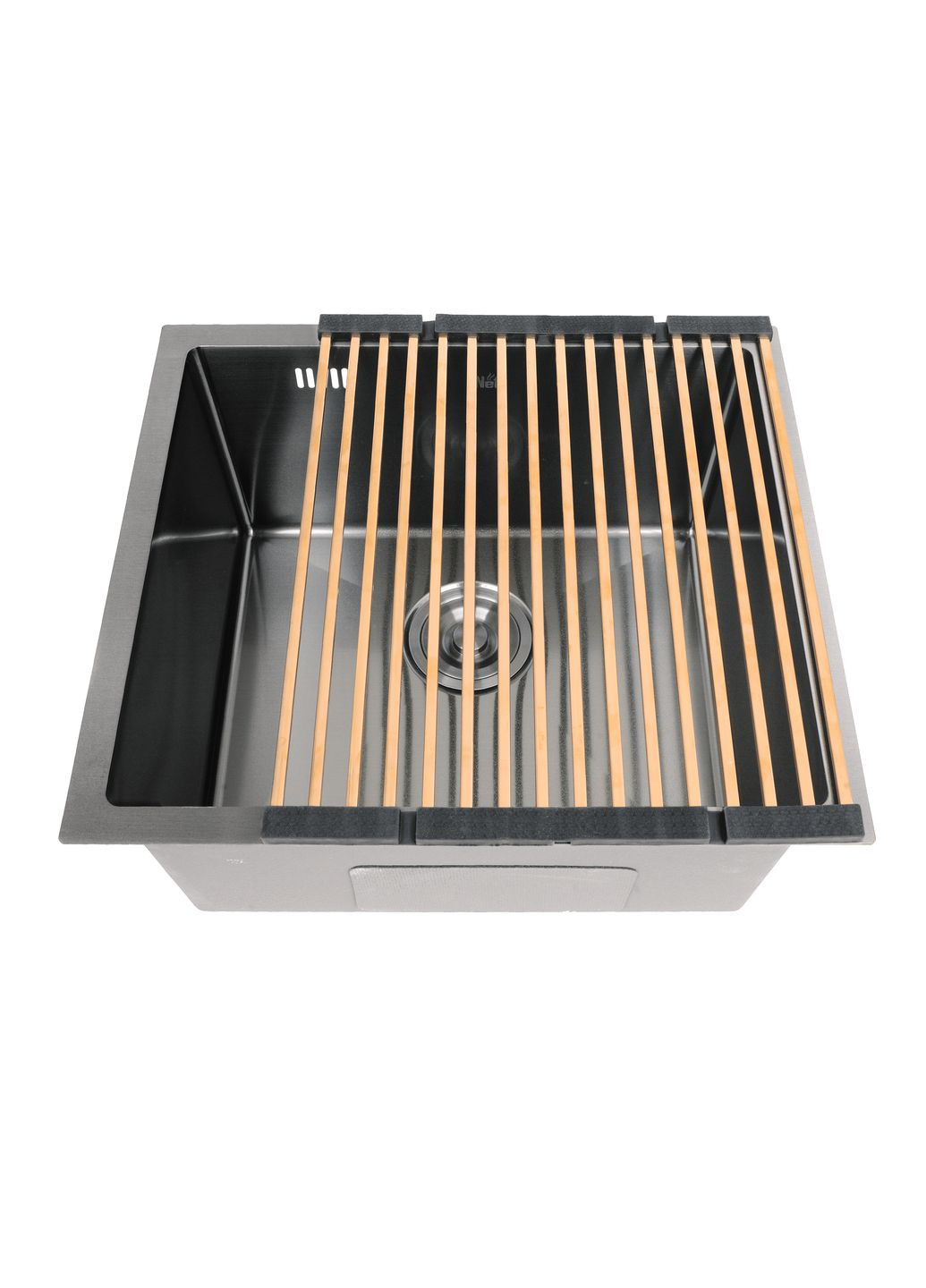 Чорна мийка для кухні з нержавійки 50 см під стільницю Nett NВ-5045 (352730043)