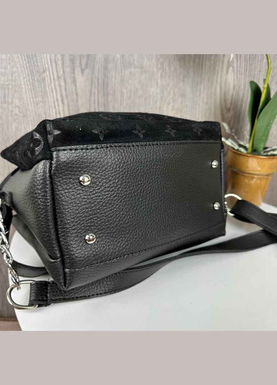 Женская замшевая сумочка с тиснением черная No Brand (298997342)