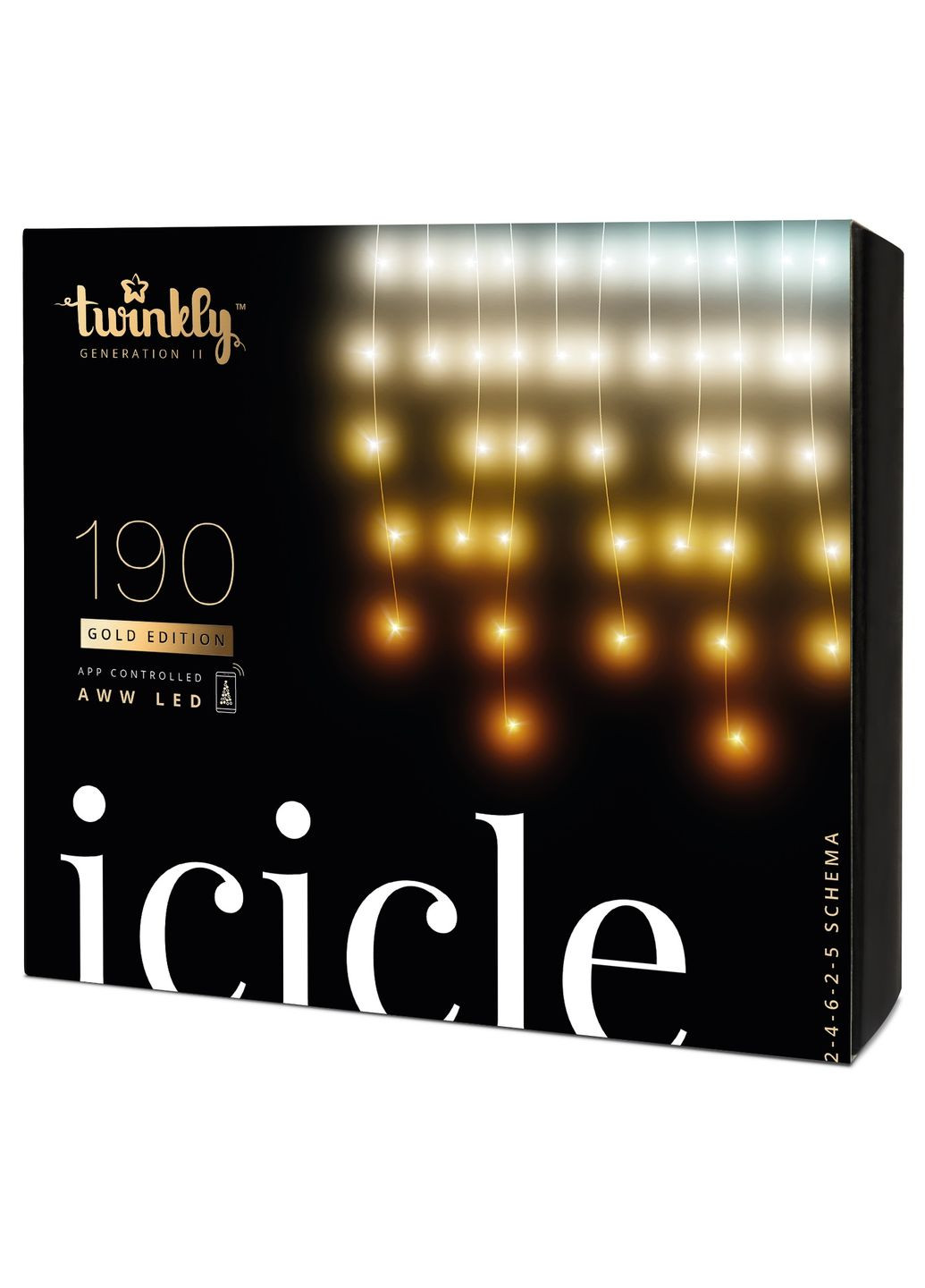 Smart LED Гірлянда Icicle AWW 190, Gen II, IP44, довжина 5м, кабель прозорий Twinkly (315719243)