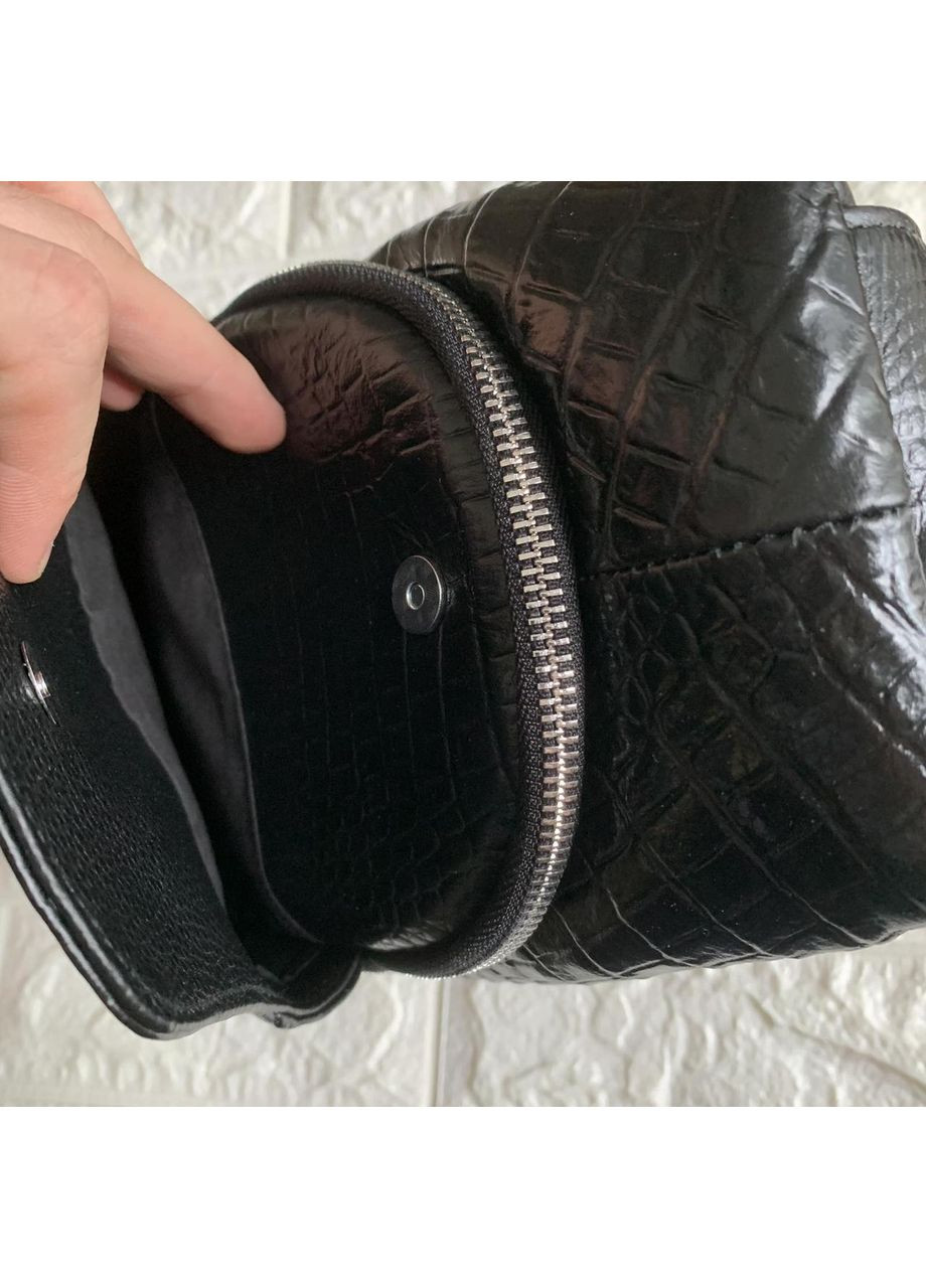 Мужские бананки на груди черные кроссбоди из натуральной кожи мессенджер для молодых кожаная сумка ProDobro (363259537)