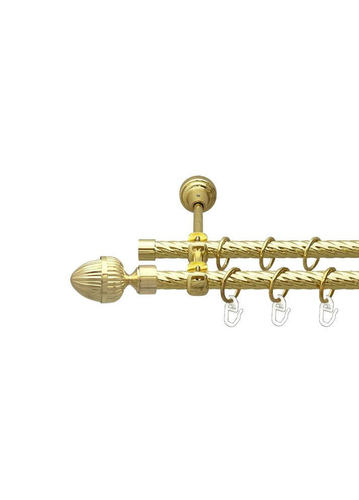 Карниз Одеон металевий дворядний відкритий скручена труба Золото 16\16 мм 240 см (00-00024970) ORVIT (300843604)