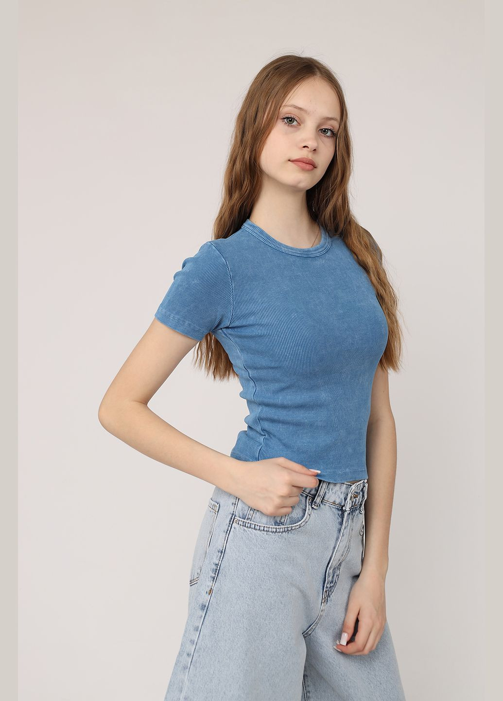 Футболка з коротким рукавом жіноча колір блакитний ЦБ-00274537 MUEZZA - (329589524)