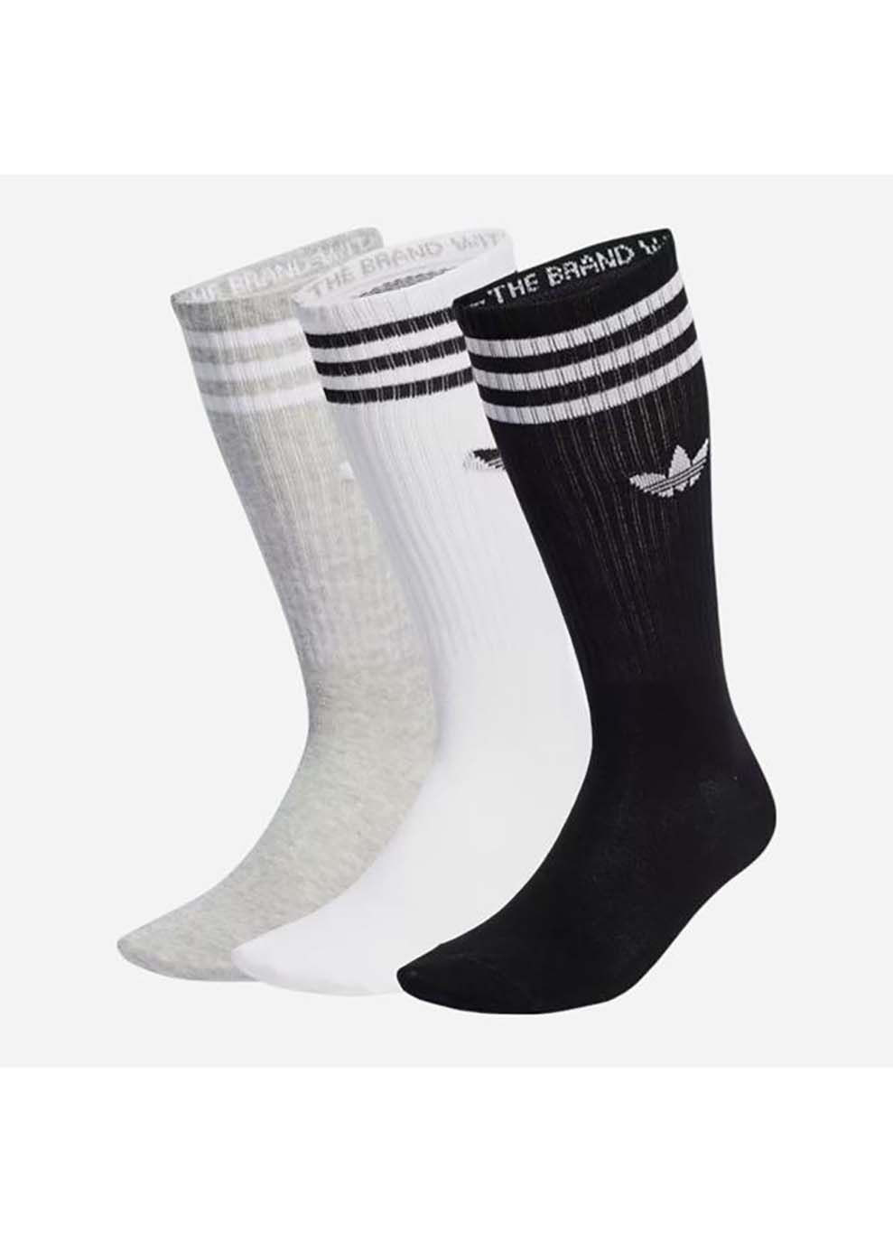 Комбинированные носки high crew sock белый, серый, черный adidas однотонные (367192053)