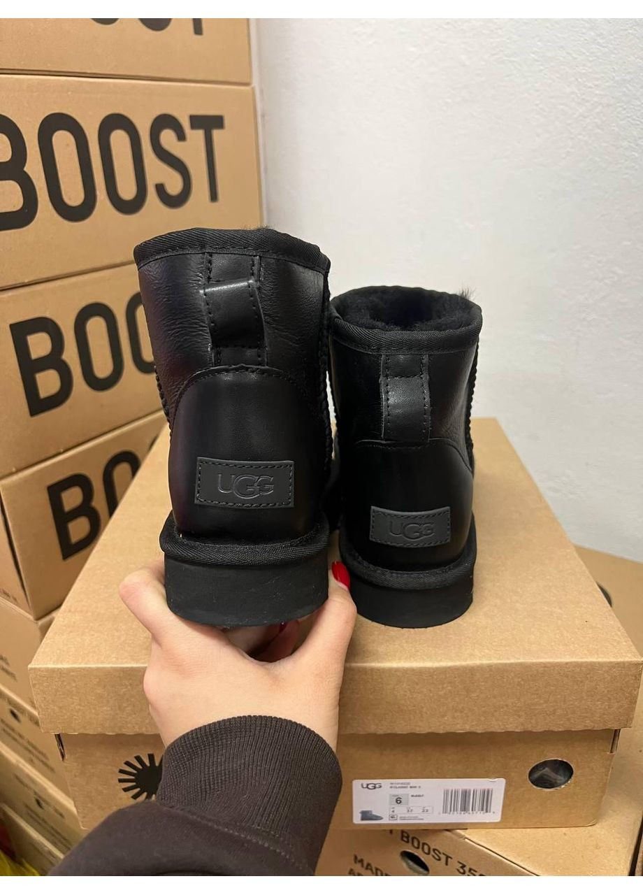 Уггі UGG Classic Mini Black Leather (Шкіра) No Brand (364860173)