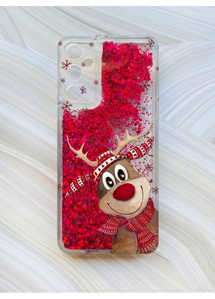 Чехол с плавающими блестками на Samsung Galaxy A25 (A256) Зимний олень (принт 149) CASE CONTROL (362968474)