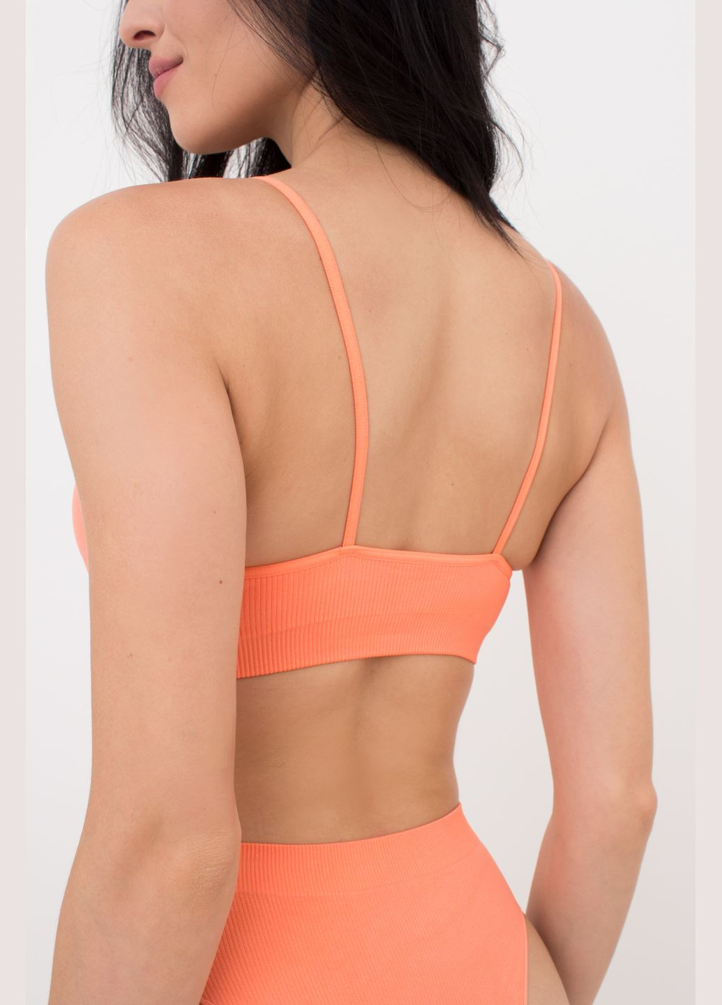 Жіночій безшовний топ в рубчик на тонких бретелях Cami top rib (desert flowers), помаранчевий S-M Giulia (317751648)