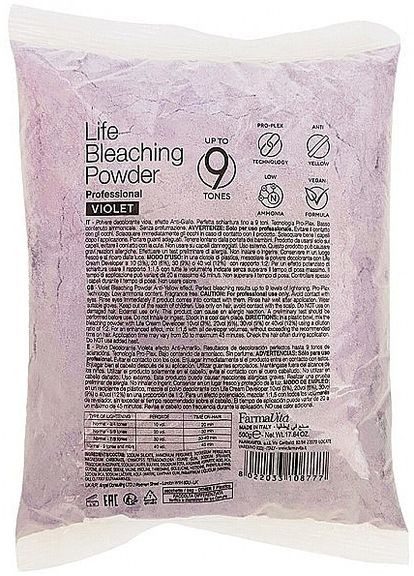 Освітлювальний фіолетовий порошок з амінокислотами Life Bleaching Powder Violet 500g (1327263-10512015) FarmaVita (368612727)