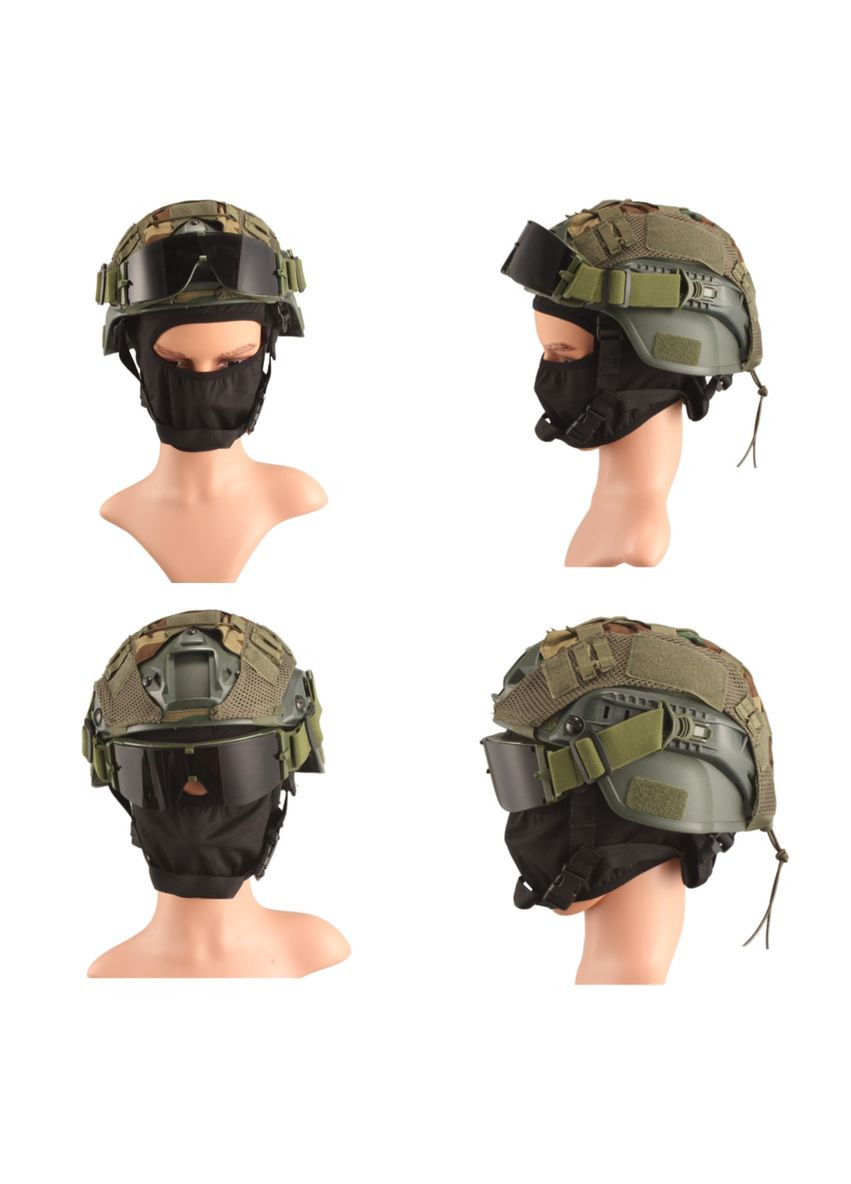 Тактические очки-маска с креплением на каску и тремя сменными линзами Олива Solve (329741359)