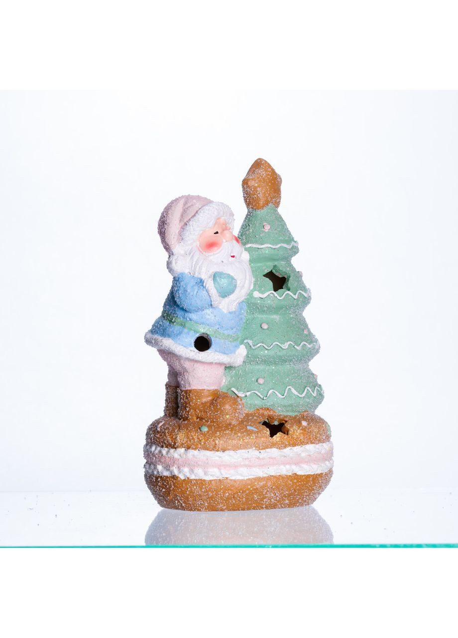 Новогодняя декоративная фигурка с подсветкой 11.5×9×20 см Новогодний декор Санта-Клаус с ёлочкой из фарфора CR-6-9 Yiwu (370802047)