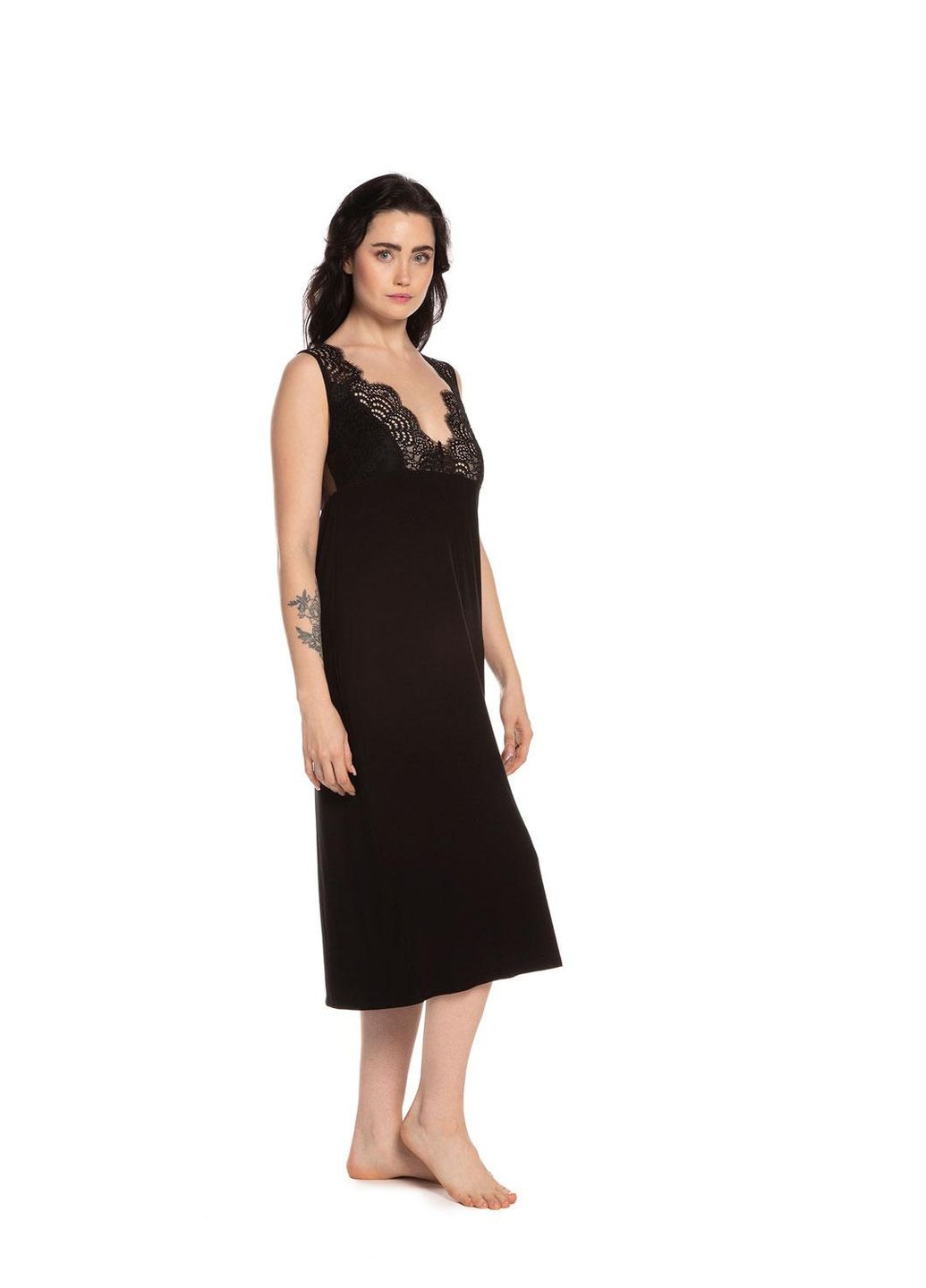 Нічна сорочка жіноча довга XXL чорний 10501C Effetto (280928899)