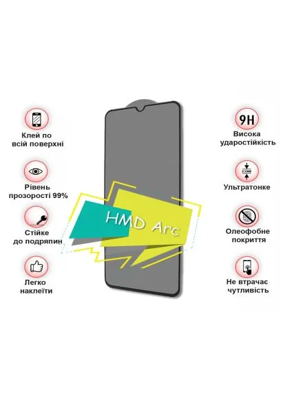 Стекло защитное (713412) BeCover HMD Arc Black (366522371)