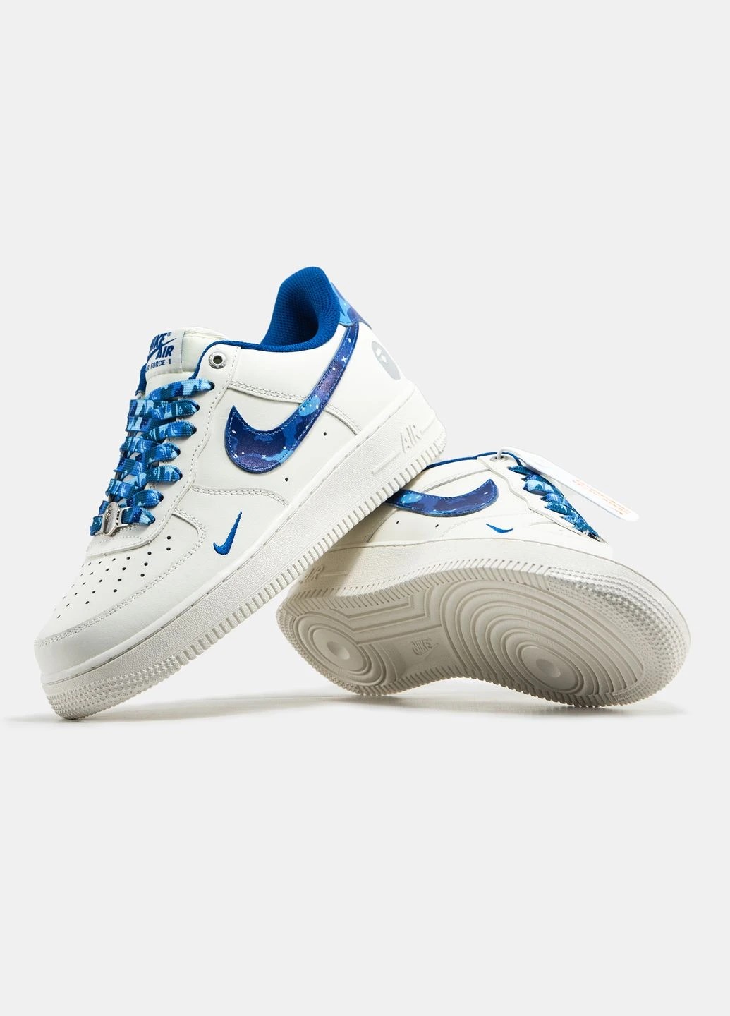 Білі кросівки чоловічі nike air force air force 1 x bape white blue | найк аір форс 1 білі сині демісезон No Brand