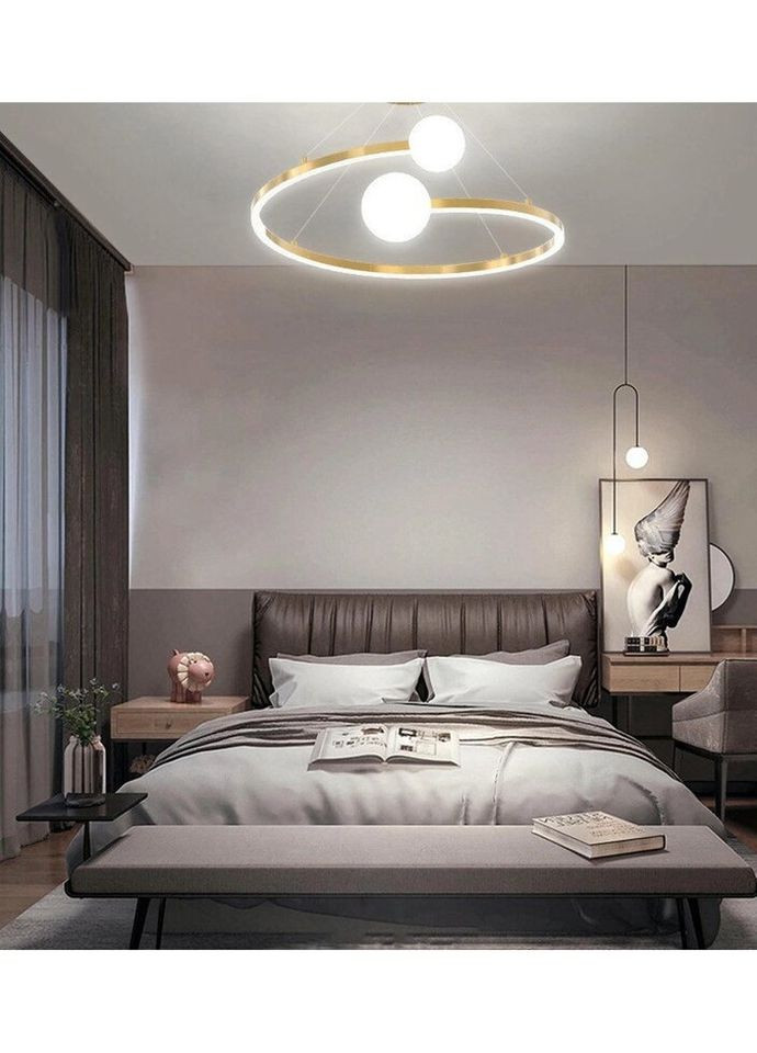 Люстра светодиодная подвесная LED светильник для квартиры на потолок лэд 26868 Латунь 40-150х80х80 см. Sunnysky (335974702)