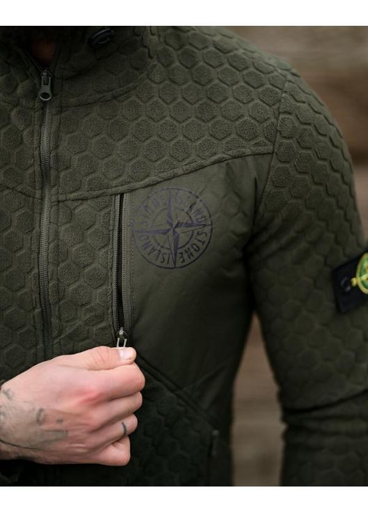Демісезонна чоловіча флісовка Stone Island олива Freedom (370604037)