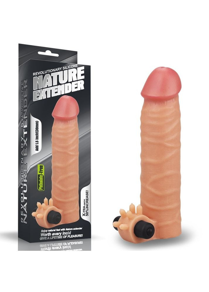 Реалистичная насадка на член с вибрацией "add 1.5" nature extender" Lovetoy (302671030)