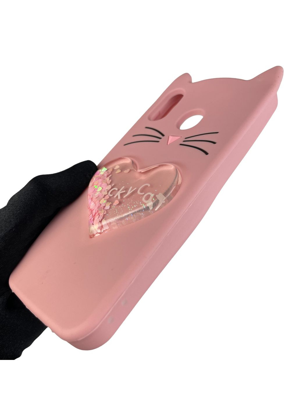 Чохол для Galaxy M20 SM-M205F дитячий 3д у формі котика переливашка серце на самсунг м20 пудровий Samsung (366021067)