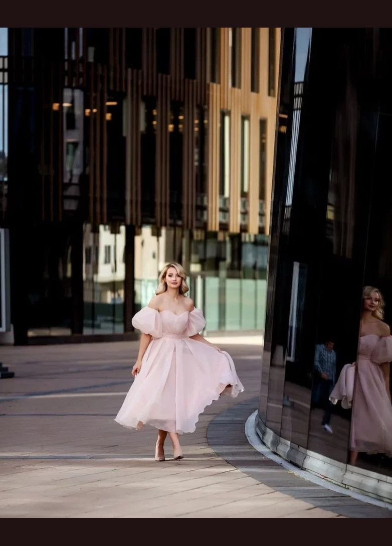 Розовое вечернее платье с юбкой-солнце, а-силуэт Lolita однотонное