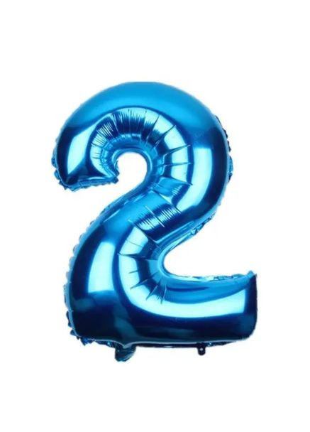 Кулька цифра 2 фольгована 32 дюйма блакитний Jannet кулька (333682316)