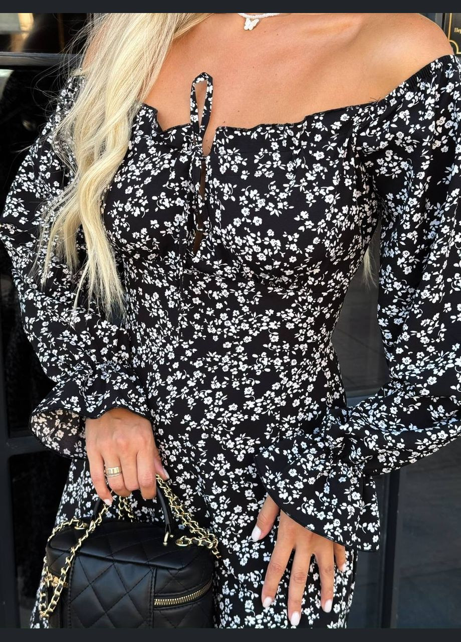 Черное универсальное платье миди Fashion