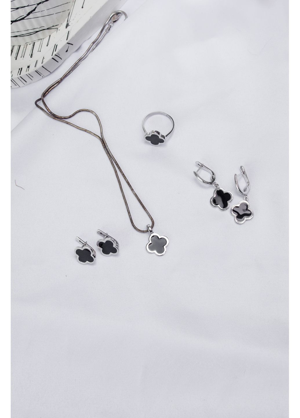 Серьги серебряные в стиле Ван Клифф 477-1с No Brand (358501395)