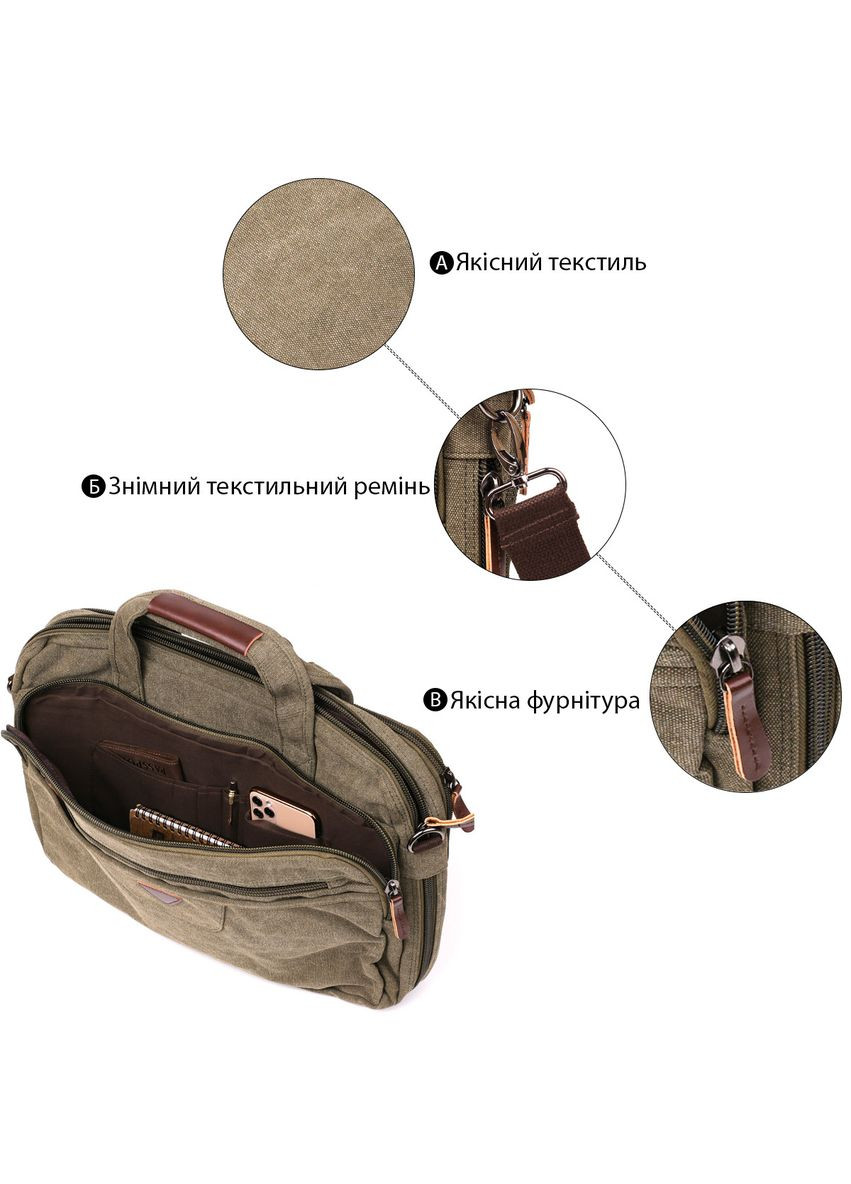 Сумка текстильная для ноутбука 20185 Зеленая Vintage (366880986)