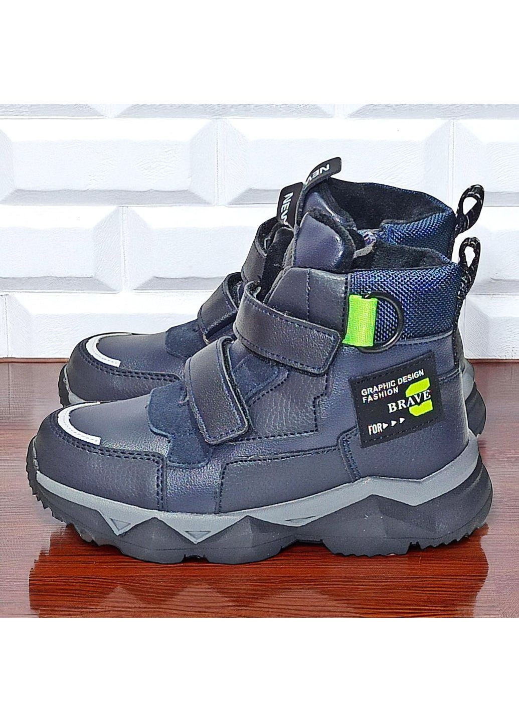 Темно-синие повседневные, спортивные, кэжуал осенние демисезонные ортопедические ботинки для мальчика, осенние хайтопы на липучках, утепленные деми ботинки на флисе Tom.M