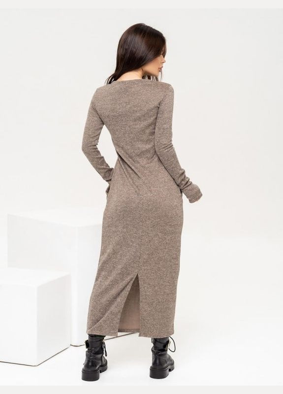 Бежева повсякденний сукні силуетна ISSA PLUS меланжева