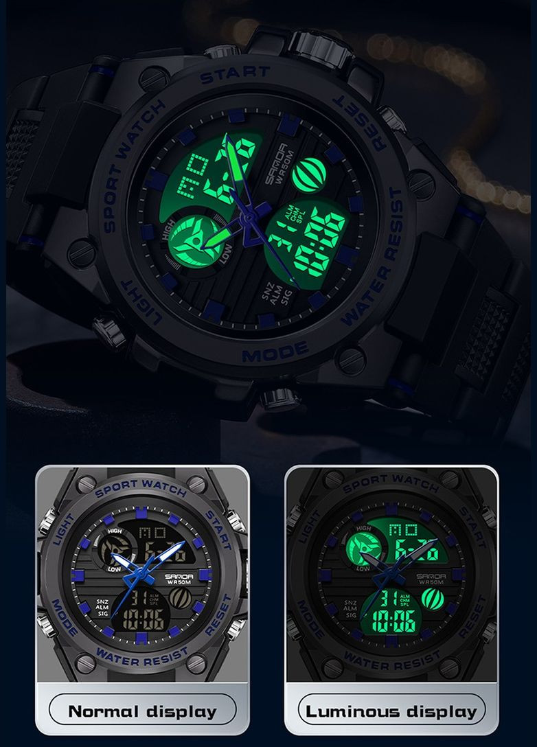 Годинник чоловічий тактичні наручні спортивні Sanda 9011-Blue (329202062)