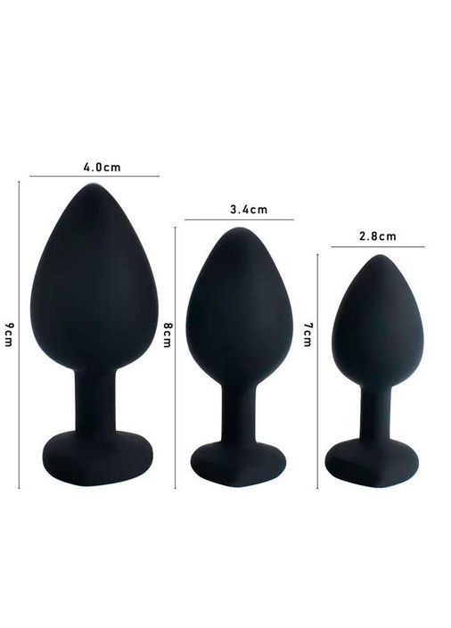 Набір червоних силіконових анальних пробок "Сердечко" з кристалом - 3 шт (S/M/L) - Анальні іграшки No Brand (368892716)