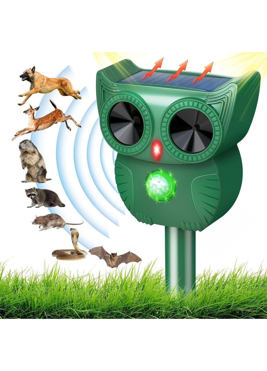 Ультразвуковой отпугиватель животных для сада 5 режимов Зеленый No Brand (317405787)