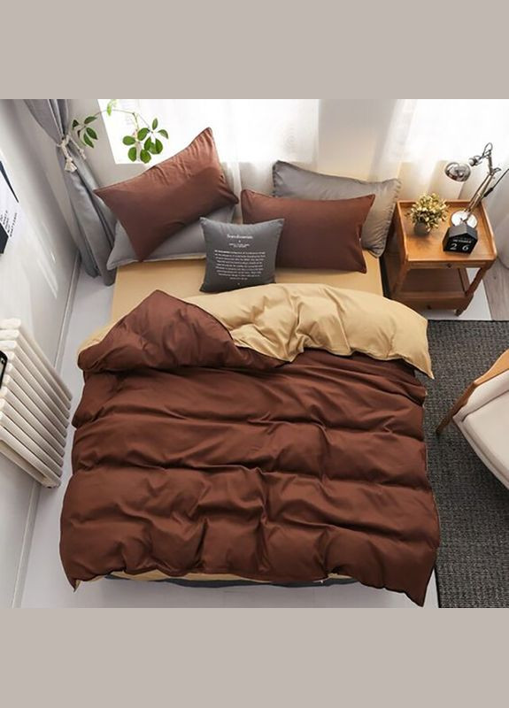 Постільна білизна ДУЕТ Коричневий/Крем-брюле Ранфорс Двоспальна MERISET (278255958)