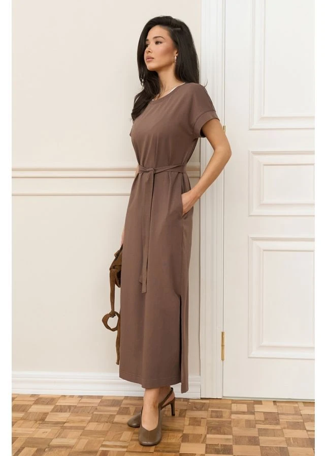Кофейное платье 3091 какао Triko Bakh