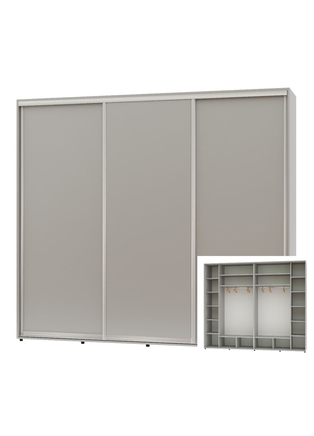 Шкаф-купе трехдверный 290*60*230 Серый 3 двери ДСП Люкс-149 Алекса (360479533)