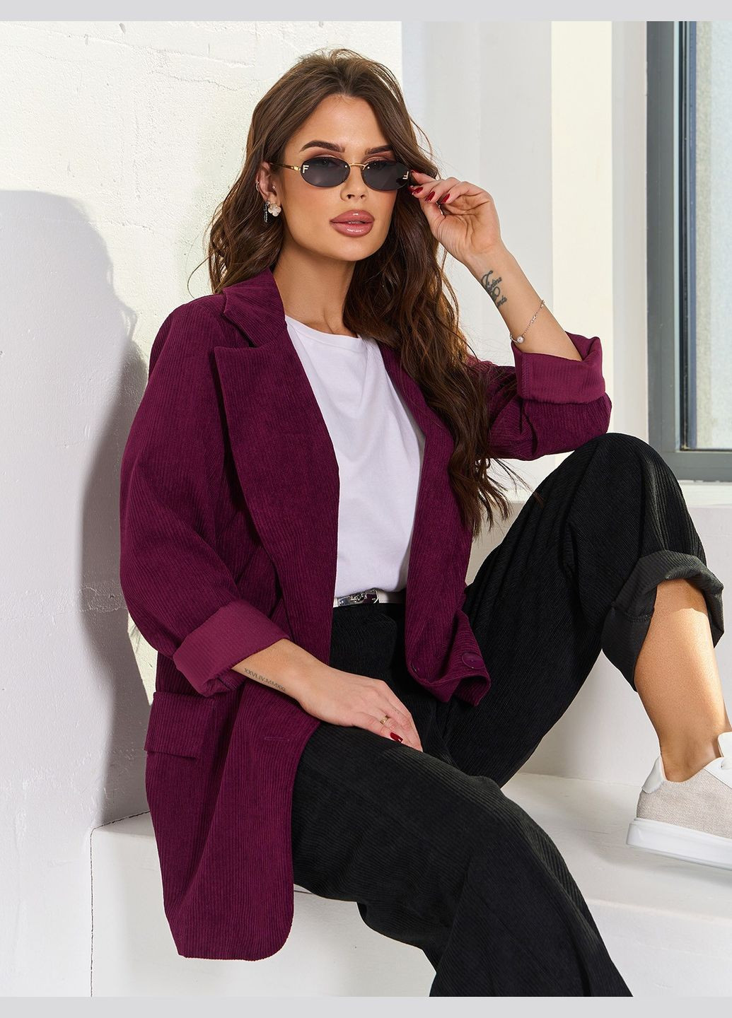 Стильний вельветовий піджак вільного крою No Brand (327842345)