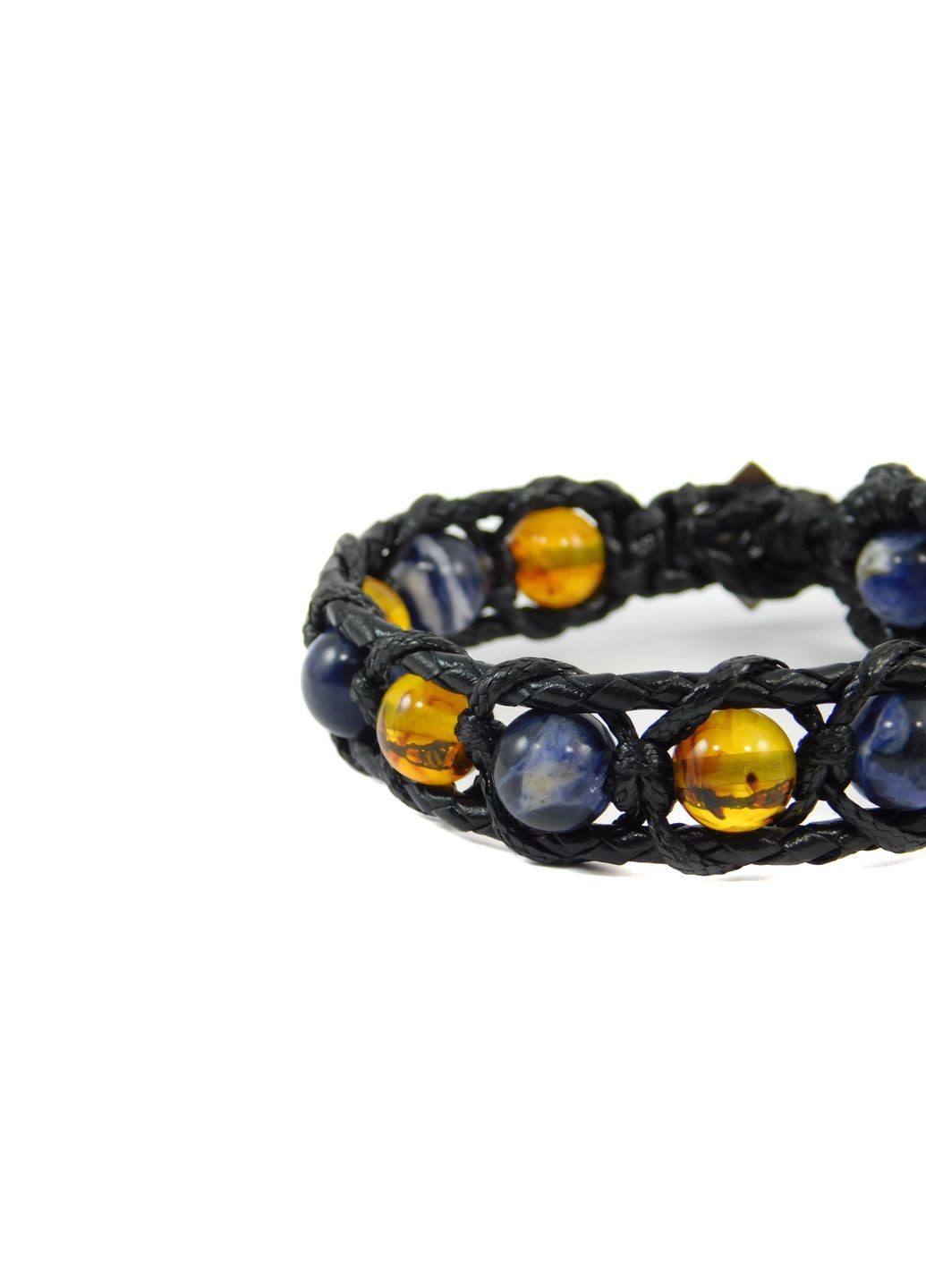 Эксклюзивный браслет кожа "Арест" Янтарь, Содалит 15 Fursa fashion (322313838)