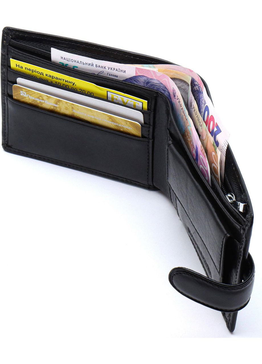 Шкіряне чоловіче портмоне на кнопці ST104 Коричневе st leather (359380711)