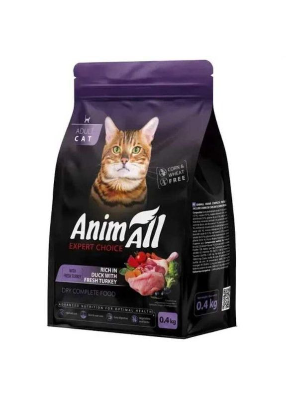 Сухий корм для котів зі свіжою індичкою та качкою AnimAll (372159406)