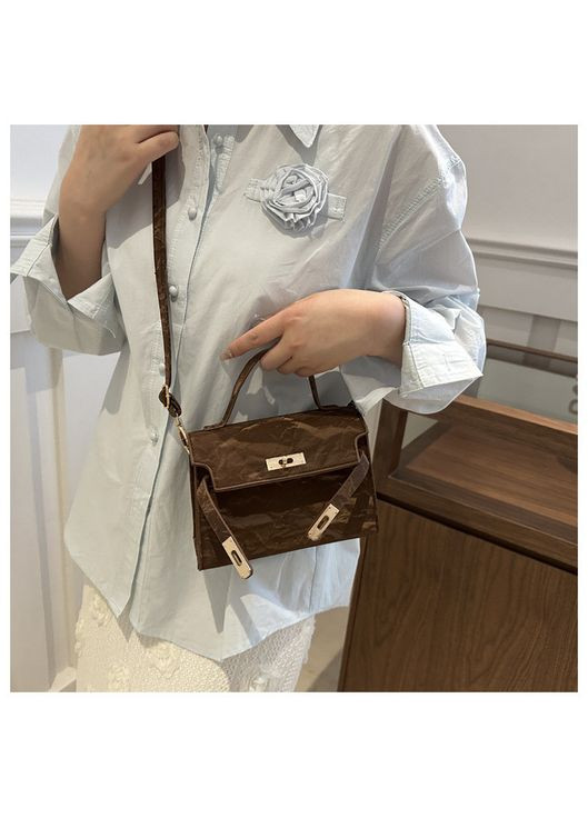 Жіноча сумка 8010 крос-боді бархатна велюрова замшева на ремінці коричнева No Brand (313235610)