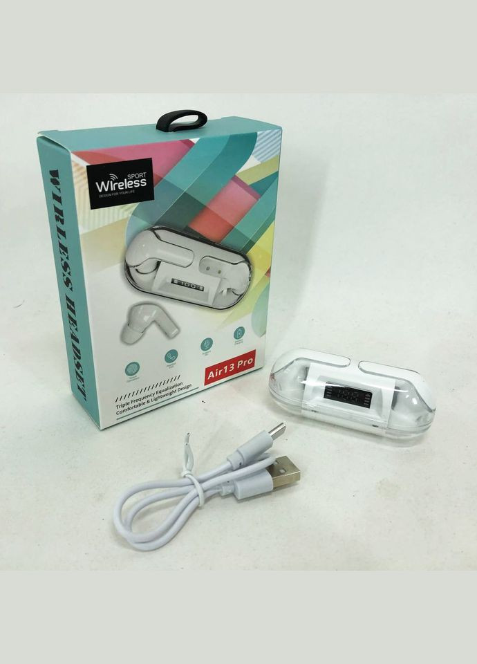 Бездротові навушники Air 13 Pro Bluetooth сенсорні з шумопоглинанням, навушники для бігу No Brand (357345791)