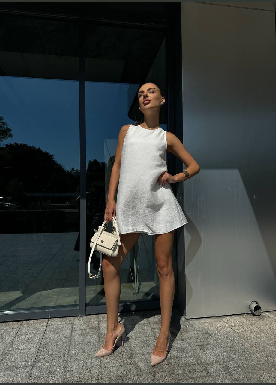 Молочна кежуал жіноча сукня ромпер з льону довжини міні MonCher