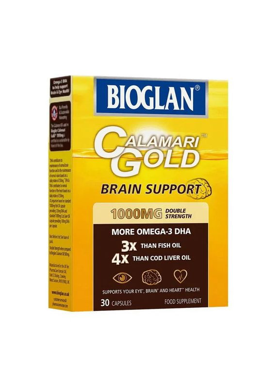 Масло кальмара, омега-3, Calamari Gold Brain Support 1000 мг 30 капсул Bioglan (361116226)