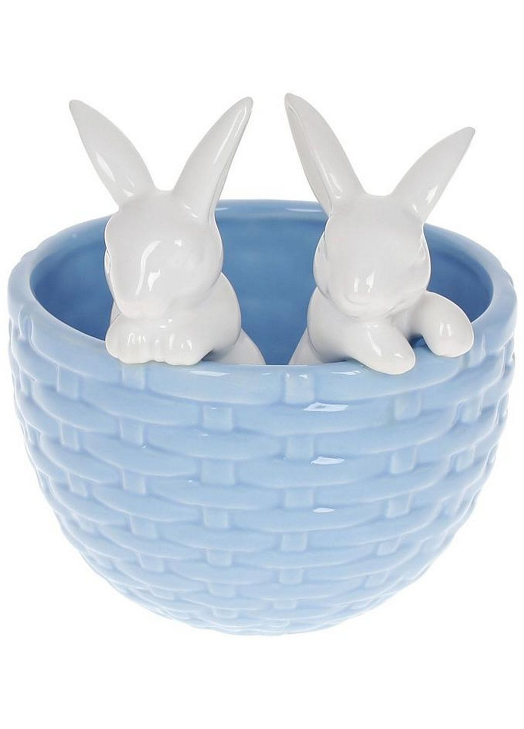 Декоративне кашпо "Кролики в кошику", кераміка 14х13,5х15 см Bona (289369173)