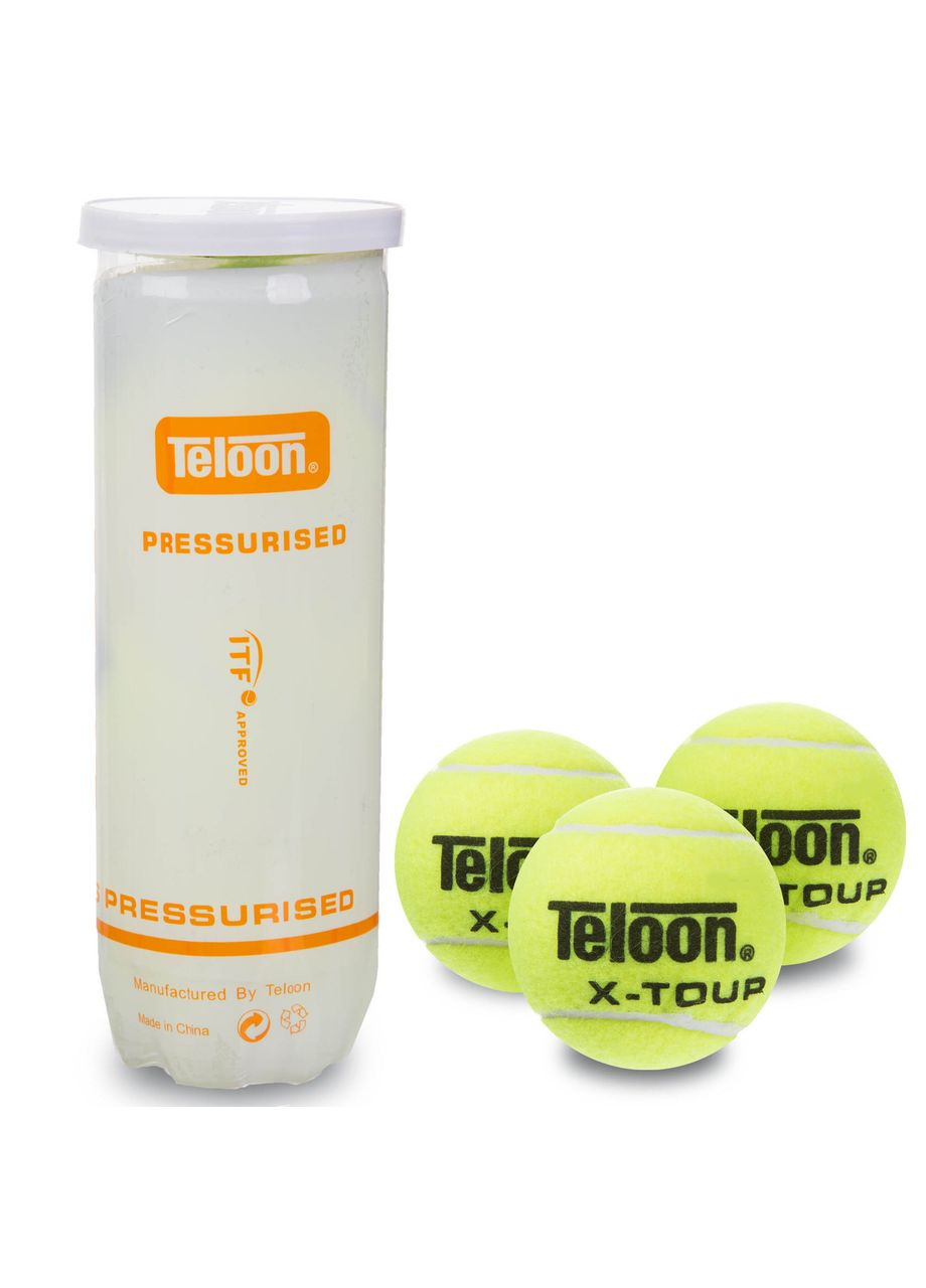 Мяч для большого тенниса X-TOUR (3шт) Pro (в вакуумной упаковке, салатовый) (T878P3-T606P3) Teloon (361436367)