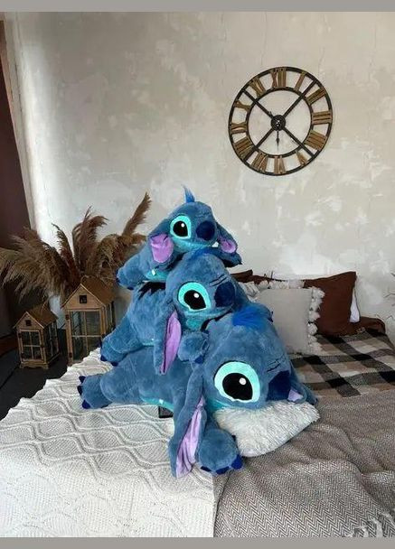 Яркая гипоаллергенная игрушка объятия Стич 60см Синяя, Мягкая пушистая игрушка Стич КІМ (303137212)