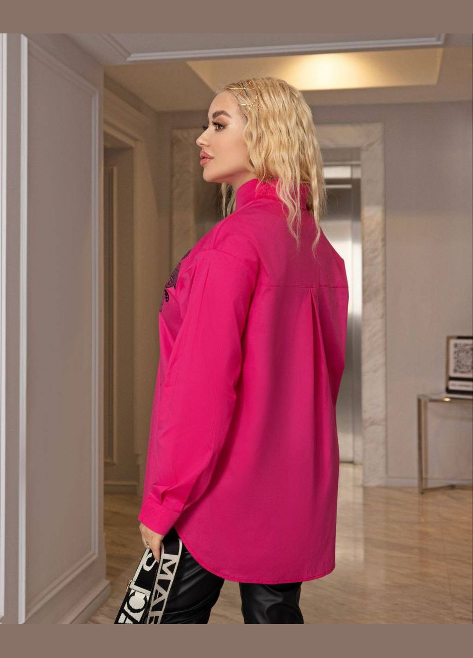 Розовая женская рубашка из коттона цвет малина р.48/50 450354 New Trend
