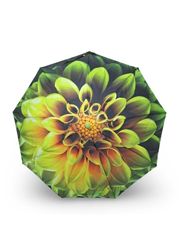 Зелена парасолька жіноча автомат toprain №704(1) велика квітка 9 спиць 3 складання середня система антивітер (366017893)