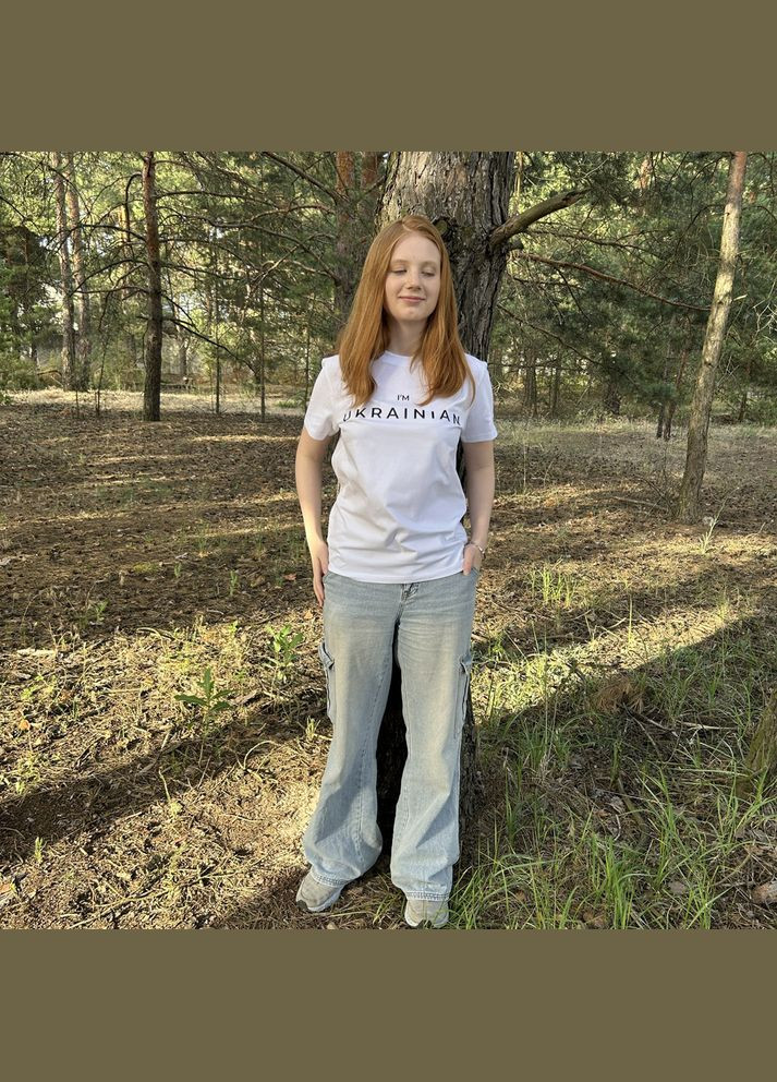 Футболка с принтом Im Ukrainian унисекс белая (TSUWXL-141984) Emily (313652828)